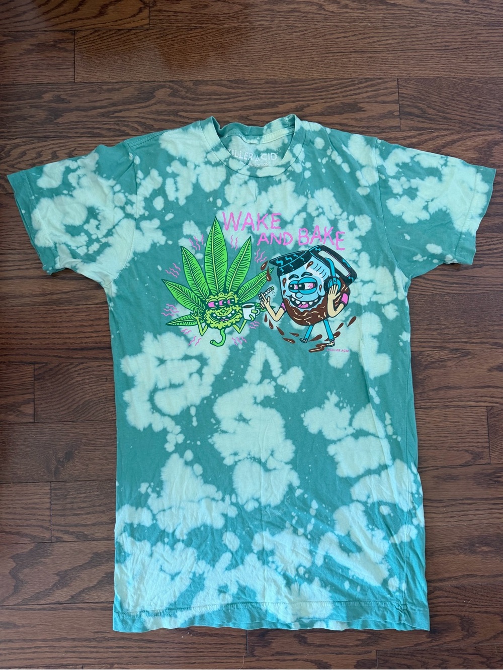 Killer Acid Limited Edition Tie-Dye Graphic Tee – Size S “Wake and Bake”